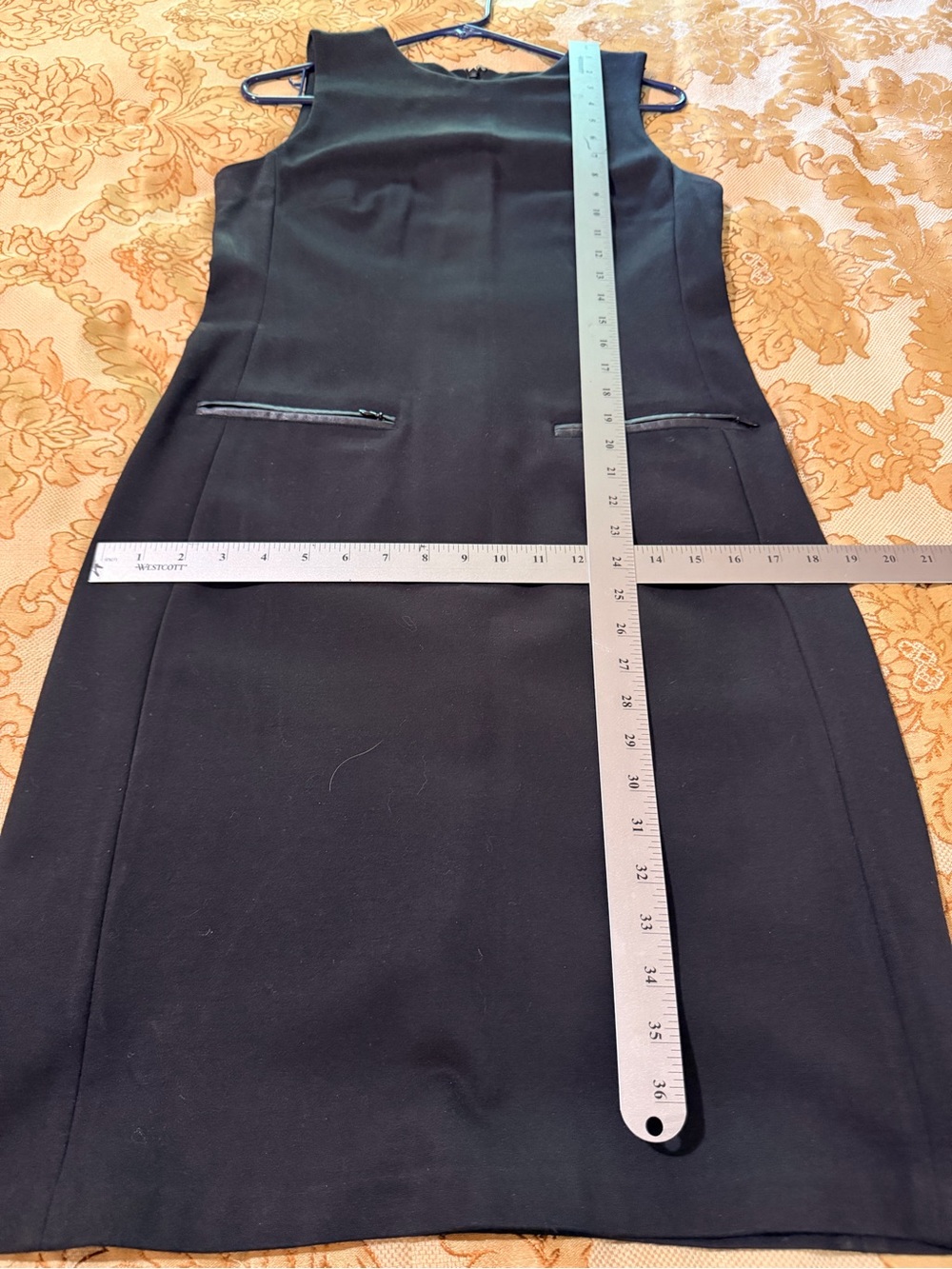 Talbots Classic Black Sleeveless Sheath Dress, Leather Trim Pockets, Sz 4 - Picture 13 of 13